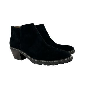 Sam Edelman Pryce Size 8.5 Black Ankle Boots Waterproof Leather Suede Non-Slip